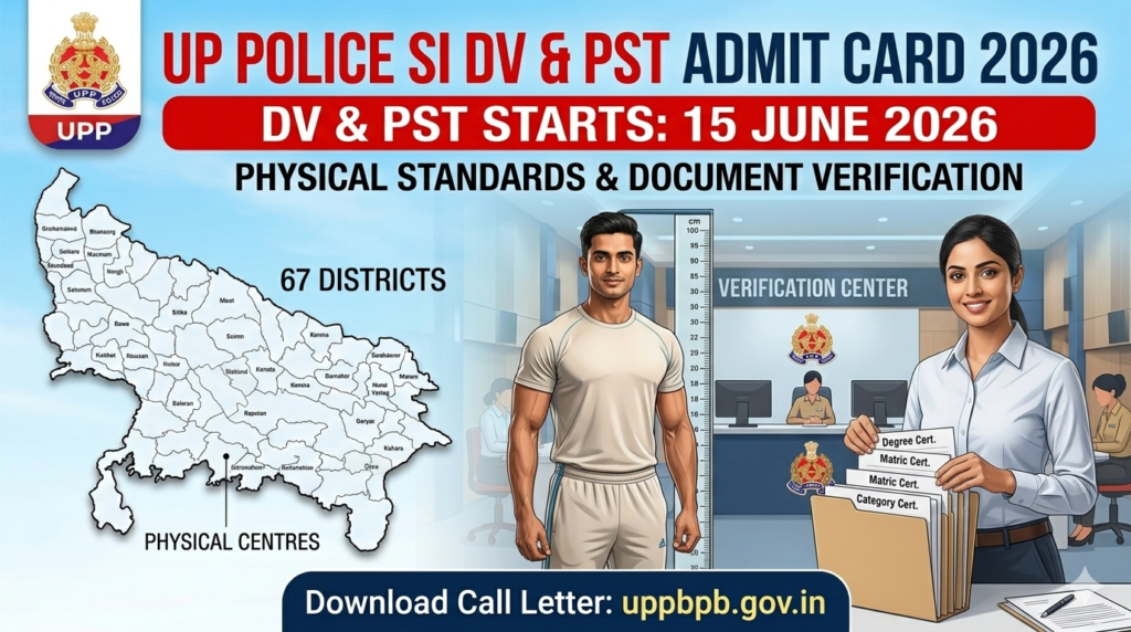 UP Police SI DV PST Admit Card 2026